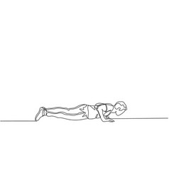 One Single Line Drawing Young Man Working Out Man