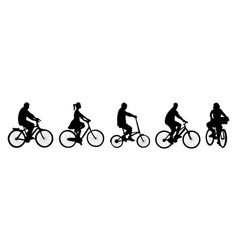 Silhouette People With Bicycle Women And Men