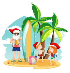 Summer Christmas With Santa Claus And Children