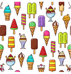 Ice Cream Color Frozen Sundae Seamless Pattern