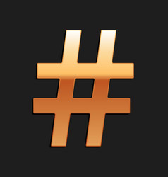 Gold Hashtag Icon Isolated On Black Background