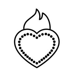 Mexican Sacred Heart Icon Line Style