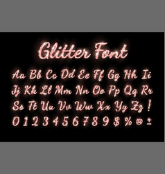 Rose Gold Glitter Shiny Holiday Font With Glow