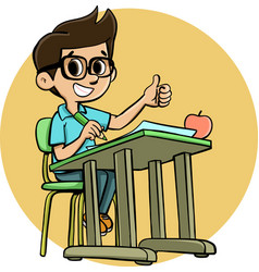 Boy At School Desk