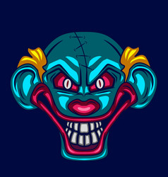 Clown Zombie Art Portrait Logo Colorful Design