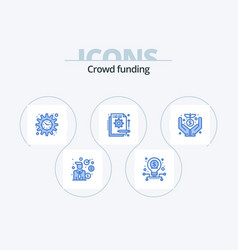 Crowdfunding Blue Icon Pack 5 Icon Design Crowd