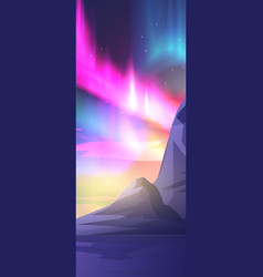 Colorful Aurora Borealis Lights On Mountain