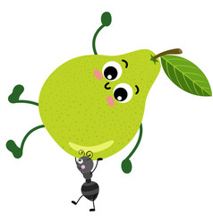 Cute Ant Carrying A Funny Green Pear Mascot