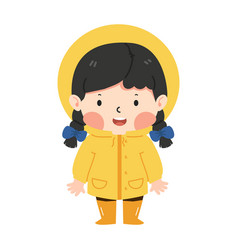 Little Child Wearing A Yellow Raincoat