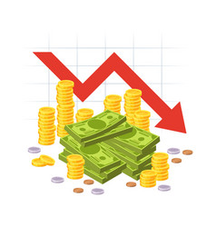 Money Loss Red Down Arrow Stocks Graph With Cash