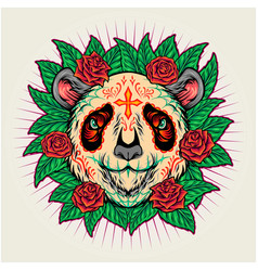 Panda Calavera Dia De Los Muertos Floral