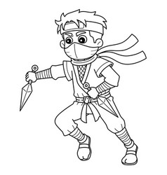 Ninja Holding A Kunai Isolated Coloring Page