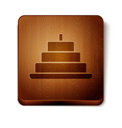 Brown Cake With Burning Candles Icon Isolated