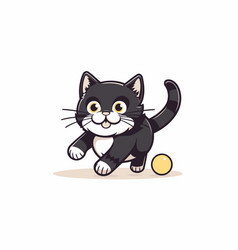 Cute Cartoon Black Cat Playing With A Ball