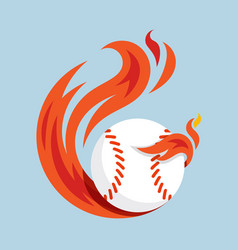 Baseball Flying Fire Ball Icon Design Emblem