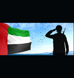 Silhouette Of A Solider And Uae Flag