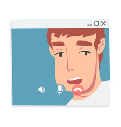 Young Man Having Video Call People Talking