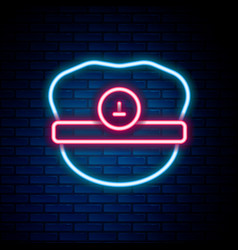 Glowing Neon Line Captain Hat Icon Isolated