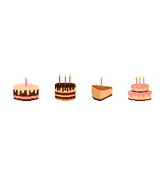 Pixel Birthday Cakes With Candles Set