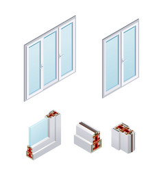 Pvc Windows Isometric Icons