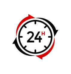 24h Icon Or Logo Template Flat In Black On Red