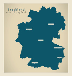 Breckland District Map - England Uk