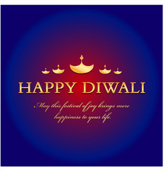 Happy Diwali With Golden Diya And Text