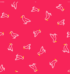 Line Albatross Icon Isolated Seamless Pattern