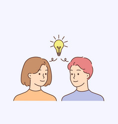 Man And Woman With Lightbulb Generate Idea