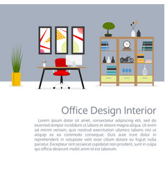 Office Room Interior Banner With Space For Text