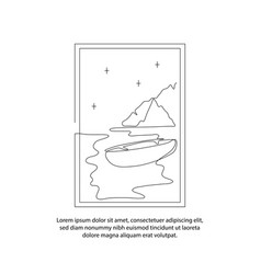 One Line Poster Drawing Of Boat View In The