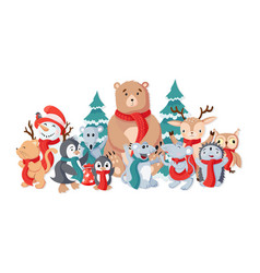 Vintage Cute Comic Cartoon Animals Crowd Merry