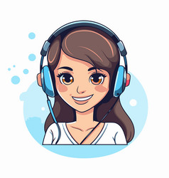 Young Woman With Headphones Cartoon Graphic