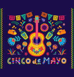 Cinco De Mayo Banner Mexican Holiday Guitar Flag