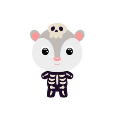 Cute Little Halloween Opossum In A Skeleton