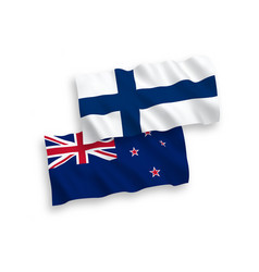 Flags Of Finland And New Zealand On A White