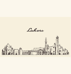 Lahore Skyline Punjab Pakistan Drawn Sketch