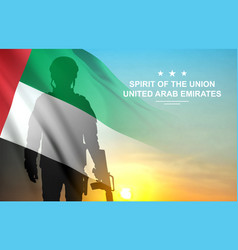 Silhouette Of A Solider And Uae Flag