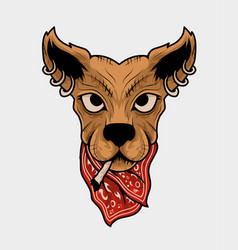 Dog Head Gangster Style On White Background