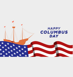 Flat Design Happy Columbus Day Horizontal Banner