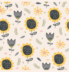 Sun Flower Pattern Drawing Background Seamless