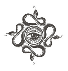 All Seeing Eye Of Wisdom And Cross Of Snakes