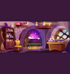 Cartoon Witch House With Big Cauldron And Stuff