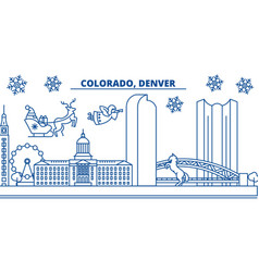 Usa Colorado Denver Winter City Skyline Merry