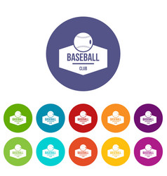 Baseball Icons Set Color