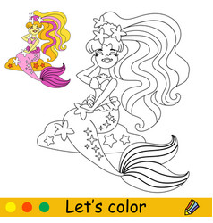 Kids Coloring Little Pink Tailed Mermaid