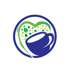 Leaf Mug For Natural Drink Logo Design Template