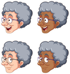 Set Of Elderly Head Wearing Glasses Cartoon