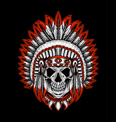 Indian Apache Skull Head On Black Background