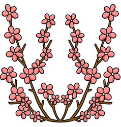 Cherry Blossom Flower Cartoon Colored Clipart